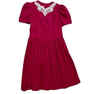 Vintage Jessica McClintock Gunne‎ Sax Formal Gown Girls Size 14 Beaded Neck Red